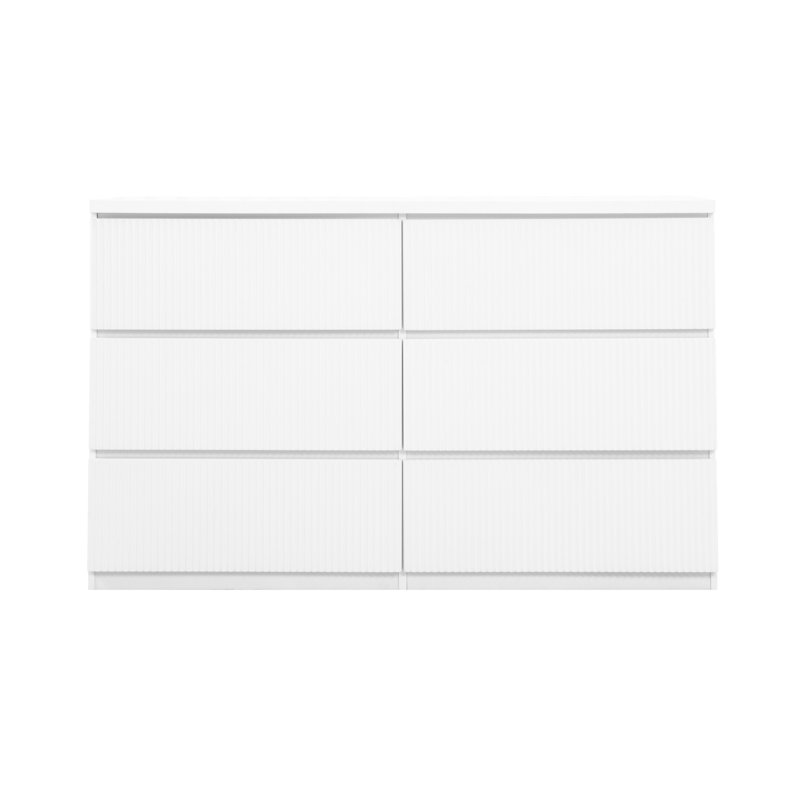 Commode à 6 tiroirs pour chambre à coucher, l 47 po, Blanc