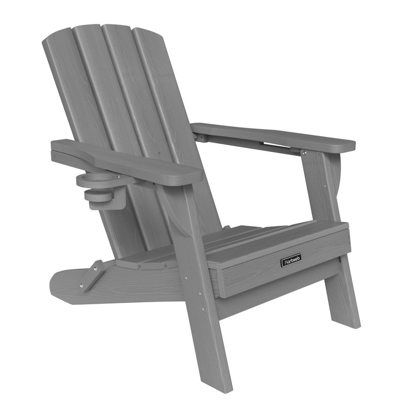 Chaise de patio pliante en PEHD Adirondack, Gris