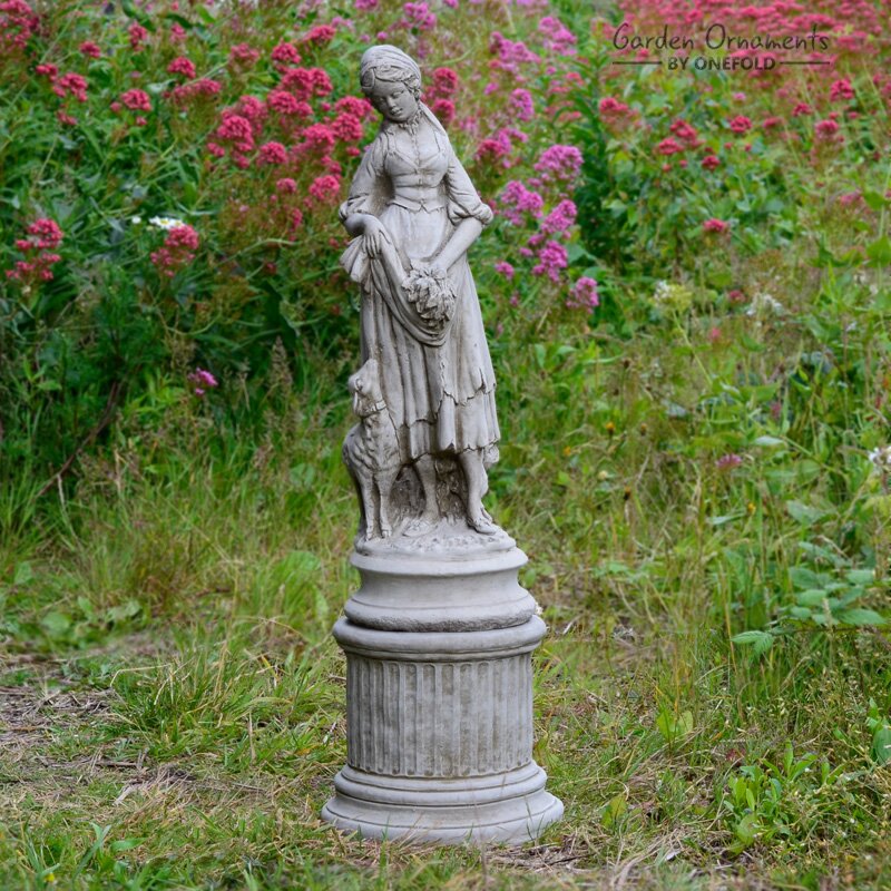 Statuen-Set Schäferin auf Säule Lindsey