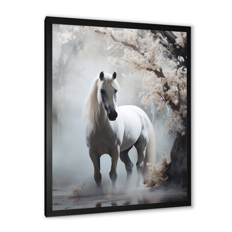 «Gray Horse Mystical Encounter», reproduction sur toile, Cadre photo noir, H 44 po x l 34 po x P 1,5 po