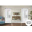 Portes de grange coulissantes doubles avec quincaillerie | Soie blanche Lucia 22 avec verre opaque givré | Ensemble de rail robuste de 13 pi | Portes de salle de bain à panneau en bois massif Kitchen Lite - Rail argenté - Verre givré-110333796