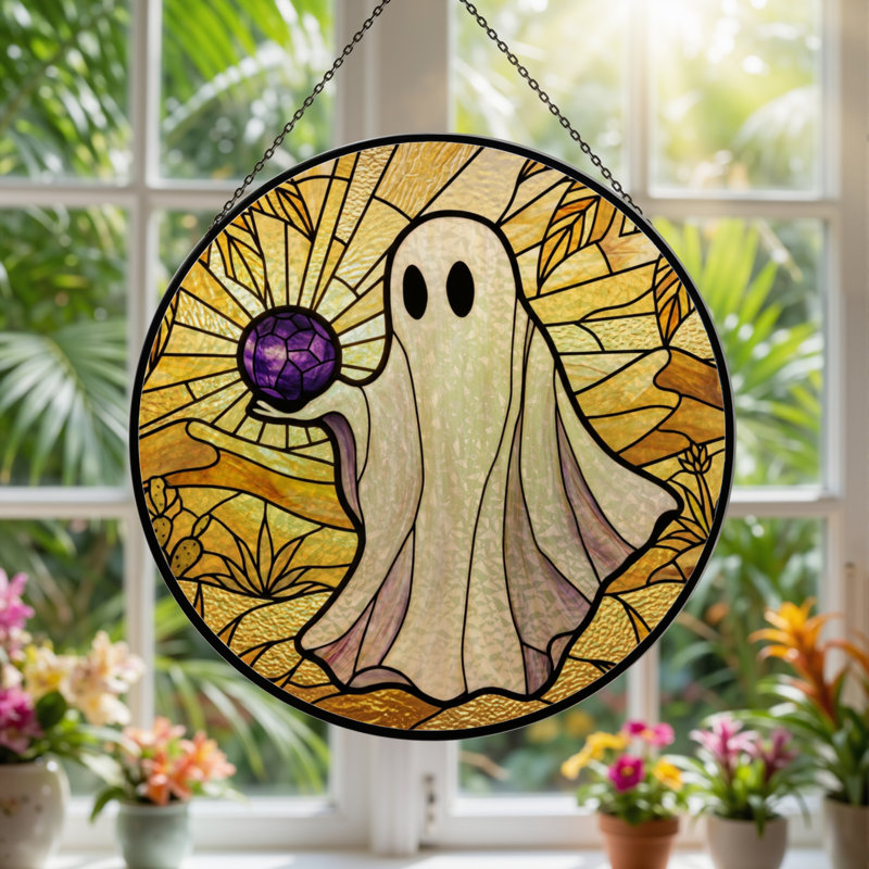 Vitrail en verre coloré 12 "H Ghost