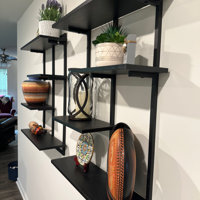 Rhodes 4 Tier Modern Floating Windowsill Wall Shelf Wade Logan Finish: Black