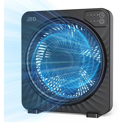 Ventilateur de boîte 13 po avec flux d'air puissant, ventilateur de bureau silencieux avec écran tactile numérique, 3 vitesses, 5 pales, minuterie 15H, ventilateur de table portatif pour la cuisine de la chambre à coucher, noir