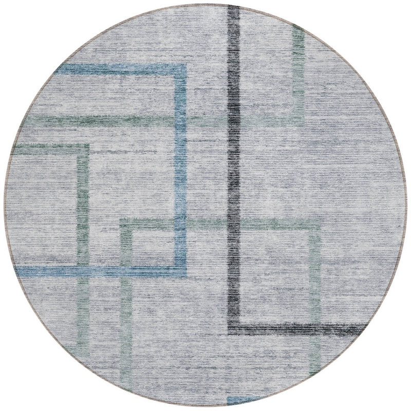 Tapis gris anthracite rond 8 po