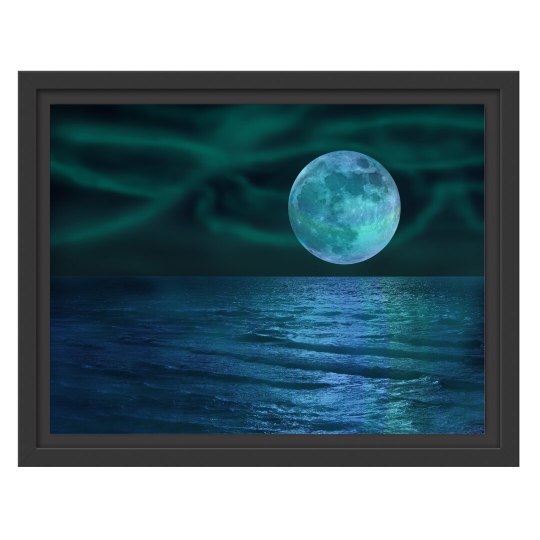 Gerahmtes Wandbild ruhiges Meer mit Vollmond