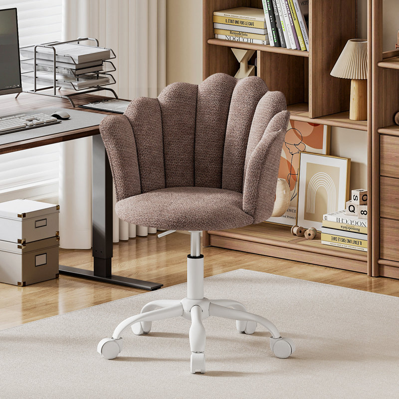 Office Chair, Adjustable Height Swivel Chair, Chenille Vanity Chair, Comfy Padded Computer Desk Chair For Office, Study, Bedroom