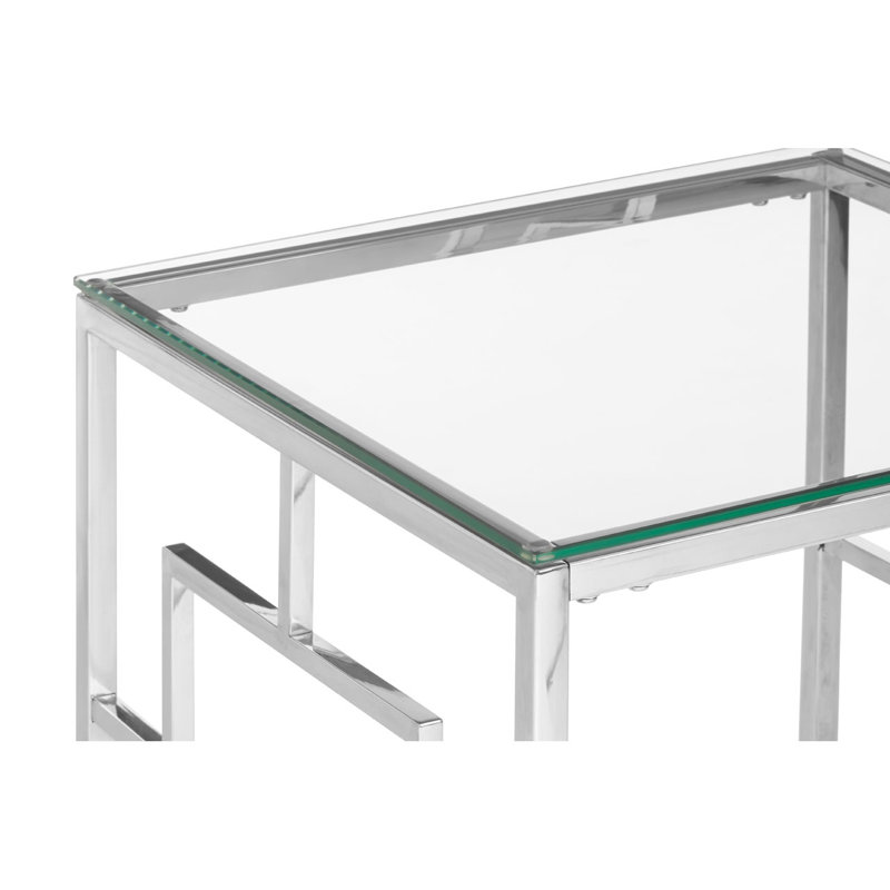 Redd Glass Top Sled End Table