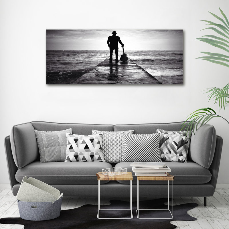 Guitarist On The Pier - Wrapped Canvas Print