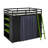 Full Size Loft Bed With Desk And 6 Storage Shelves, Wardrobe, Blackout Curtain-2146892264