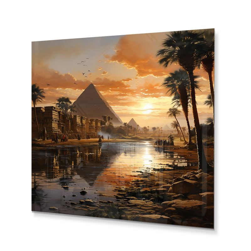 Égypte, lever du soleil sur le Puramid I - Égyptiens, reproduction d'art sur métal, H 36 po x l 36 po x P 1 po