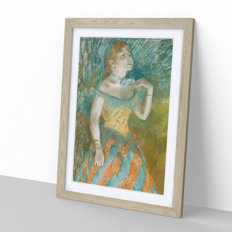 Portrait of a Ballet Ballerina Dancer by Edgar Degas - Framed Print, 65cm H x 48cm W x 2cm D, Oak Framed