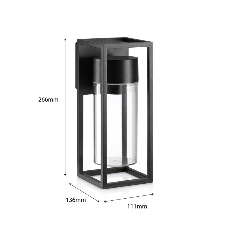 Revel 29cm H Outdoor Wall Lantern, Warm White, 5W Candle, 3000K