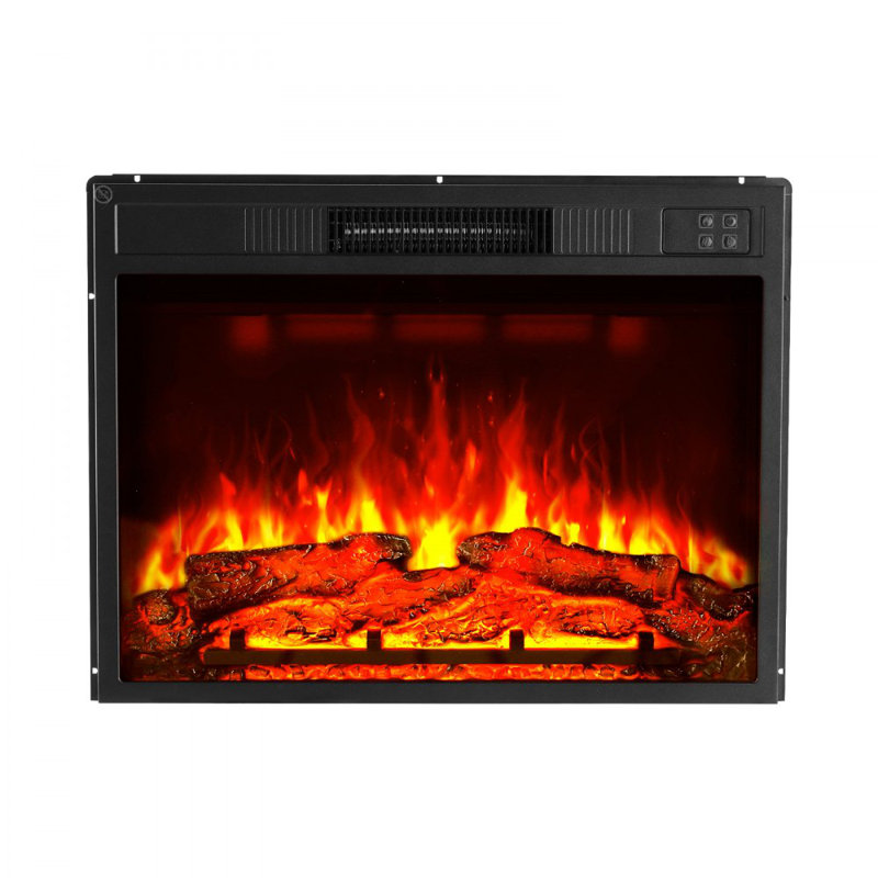 Foyer électrique encastrable 23 pouces encastré et mural avec 3 niveaux de luminosité de flamme réglables et minuterie 24 heures et télécommande, chauffage intérieur avec protection contre la surchauffe, 5000 BTU noir