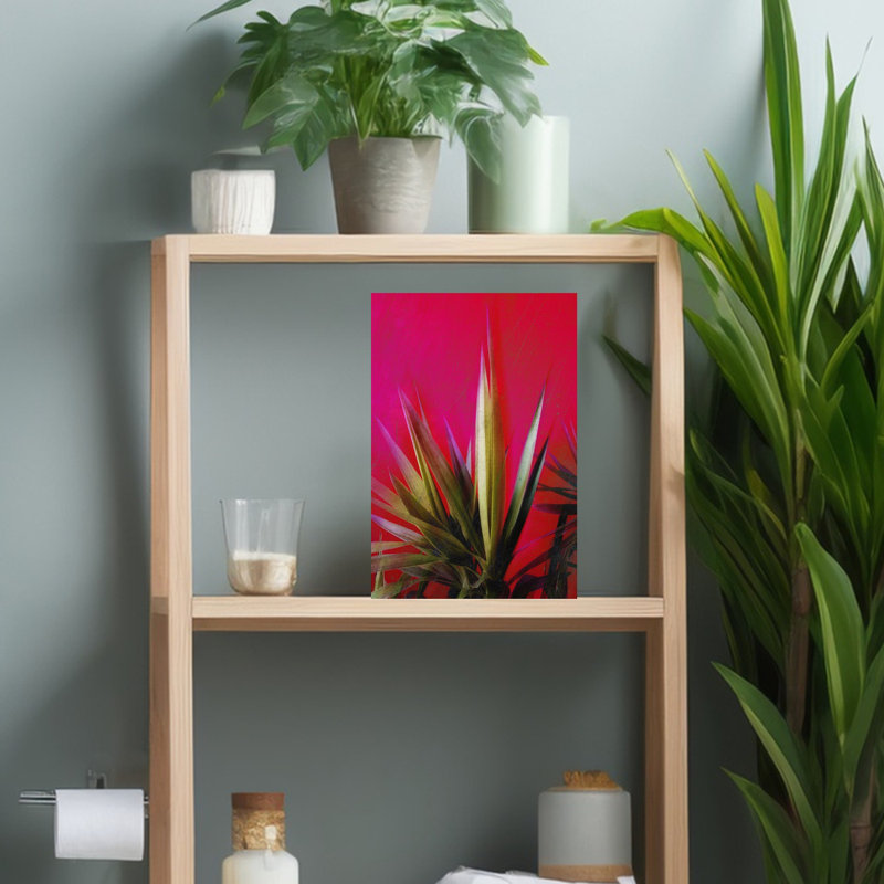 Art contemporain contemporain à motif de cactus moderne et audacieux, H 12 po x l 8 po