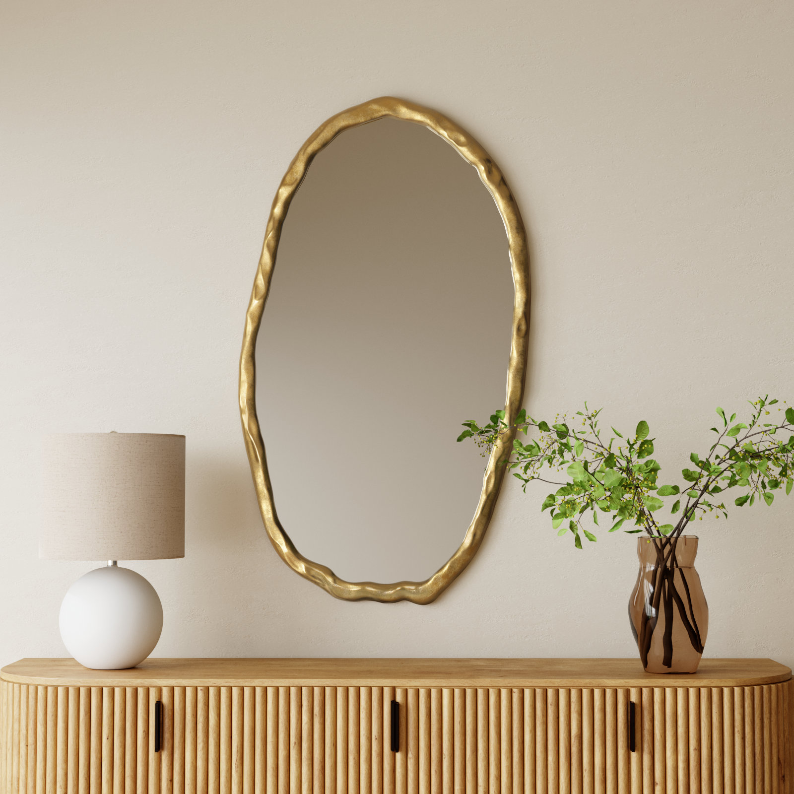 Nola 24" Accent Mirror, Gold, 50" x 28"