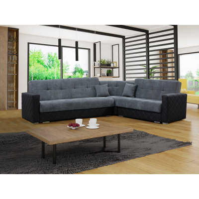 114" Wide Microfiber/Microsuede Reversible Sleeper Corner Sectional by Latitude Run