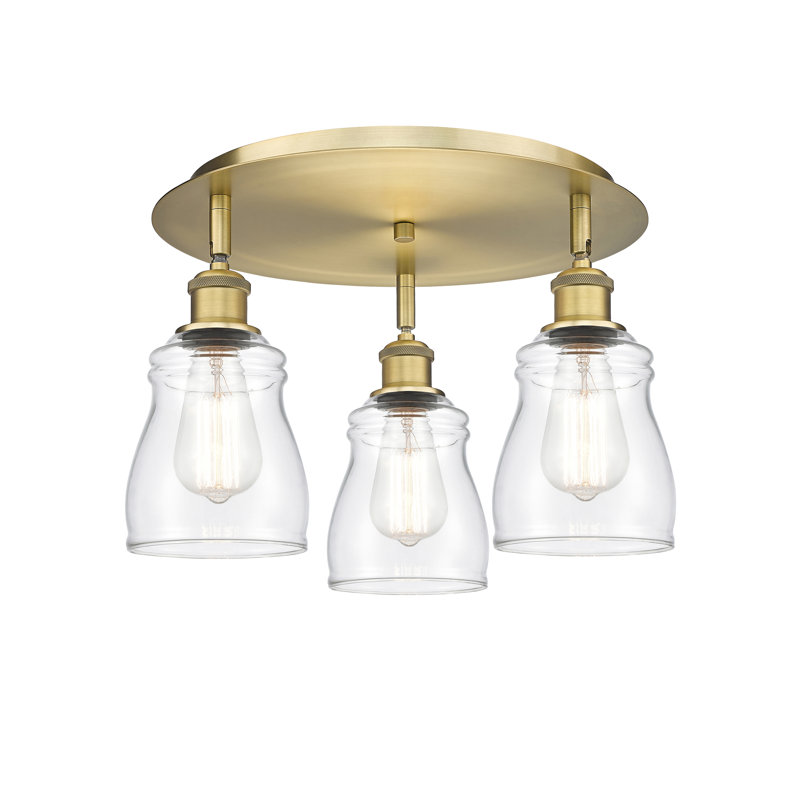 Bernaldino Glass Flush Mount, Clear, Brushed Brass