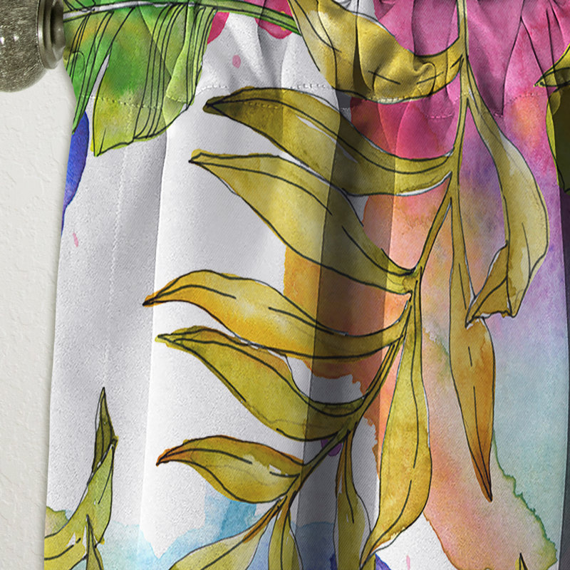 Panneau de rideau simple occultant tropical Mid-Century, L 52 po x L 63 po