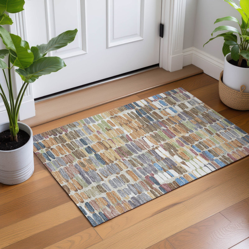 Machine Washable Indoor/Outdoor Molewski ACN2349 Abstract Rug, Rectangle 1'8" x 2'6"