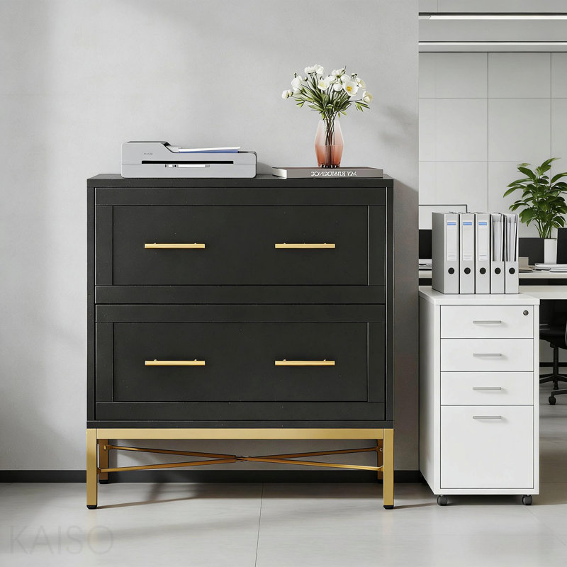 Sleek Design Storage Organizer Cabinet Office File Cabinet Durable Storage Cabinet, Black