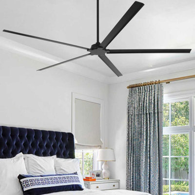 72" / 84" Full Aluminum Wet Rated Indoor Outdoor DC Motor Ceiling Fan with Remote Control, Modern Industrial Waterproof Large Ceiling Fan, 6-Speed Reversible Gazebo Ceiling Fan without Light