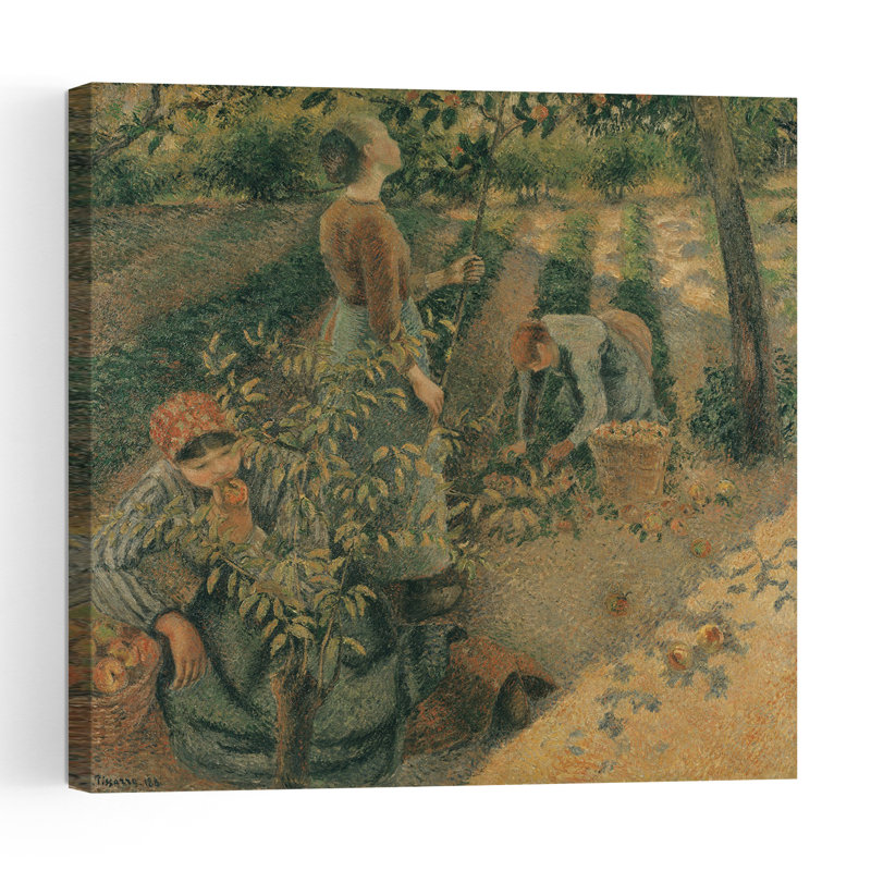 Les Cueilleurs de pommes, 1886, impression d'art abstrait impressionniste contemporain représentant un paysage de pommiers et de fruits