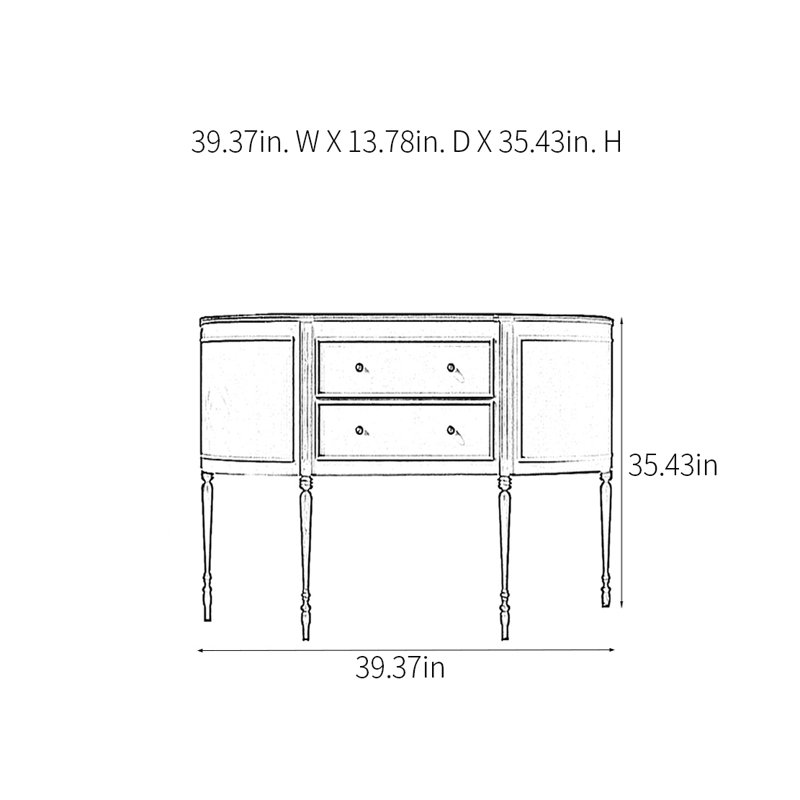 Console Retro, H 35,43 po x l 39,37 po x P 13,78 po