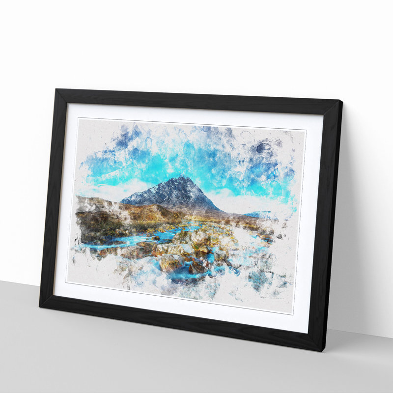 Glencoe in Scotland - Picture Frame Painting Print, 62cm H x 87cm W x 2cm D, Black Framed