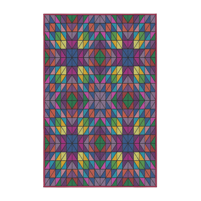 Tapis mauve à motifs/mer verte, Rectangle 5 pi x 7 pi