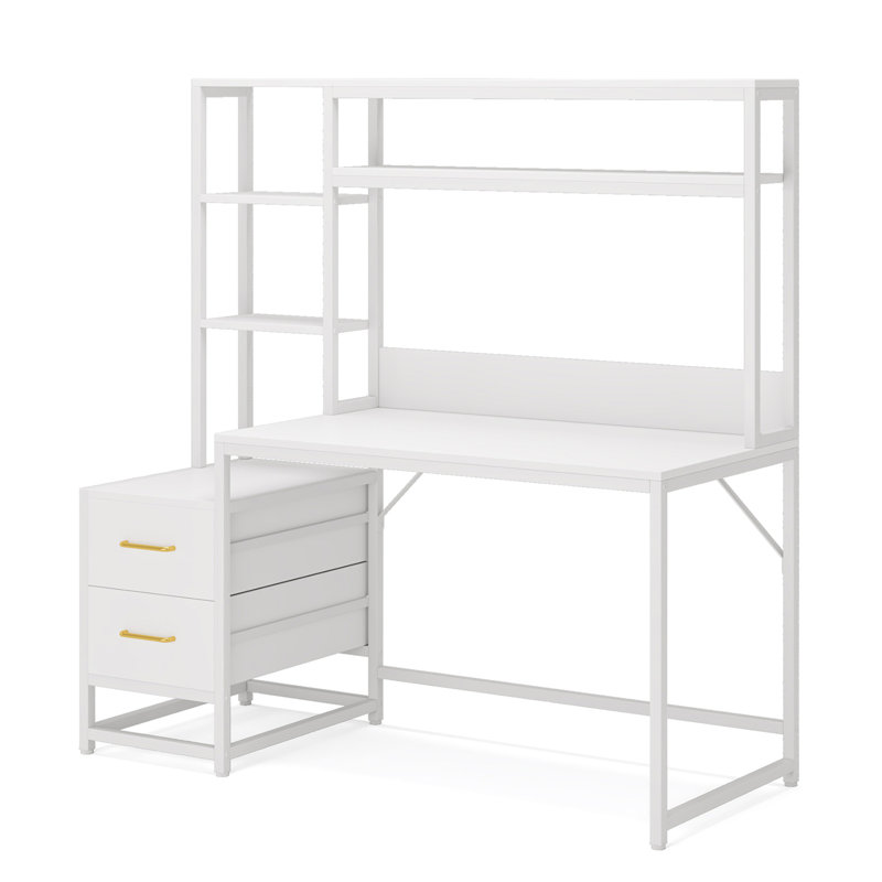 Bureau d'ordinateur 55 pouces blanc avec huche (sans la chaise), Blanc