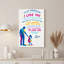 «Blue and Pink Dad and Daughter tenant par la main», art mural sur toile-1351905291