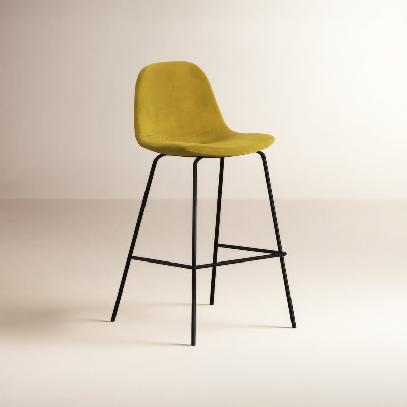 Kody Upholstered Bar & Counter Stool, Counter Stool (23.5" Seat Height), Bella Gold Performance Velvet
