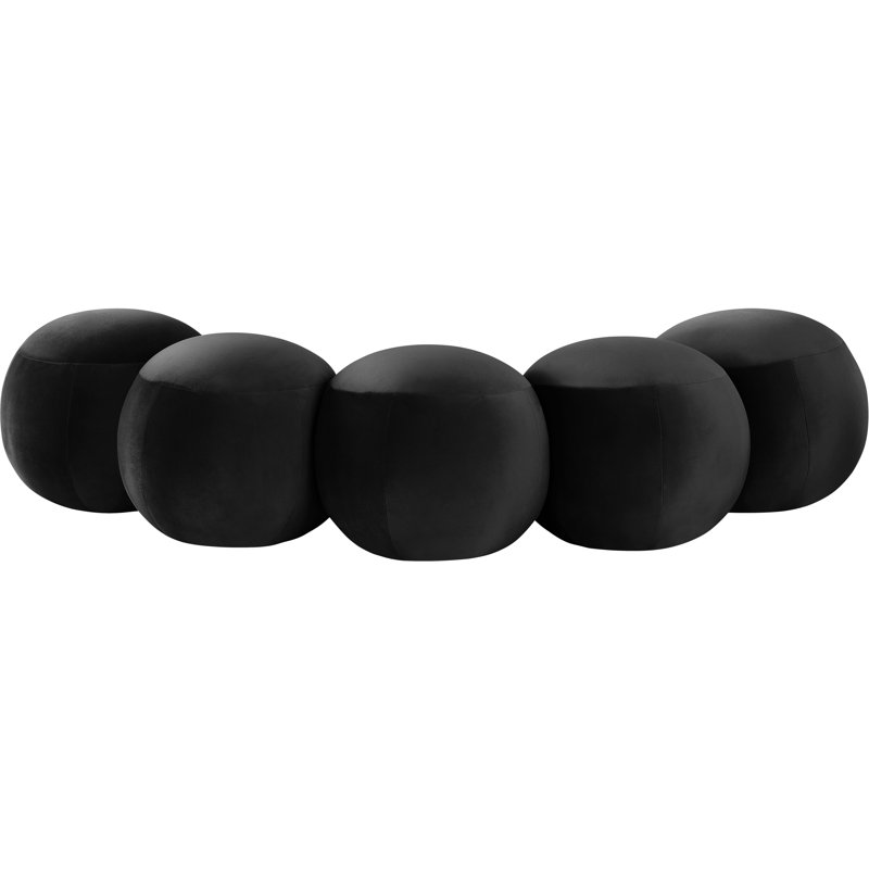 Apollo Velvet Bench, 18" H x 74.50" W x 38.50" D, Black Velvet