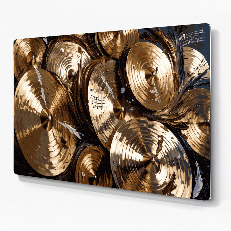 Art mural en métal avec cymbales musicales, H 11 po x l 14 po