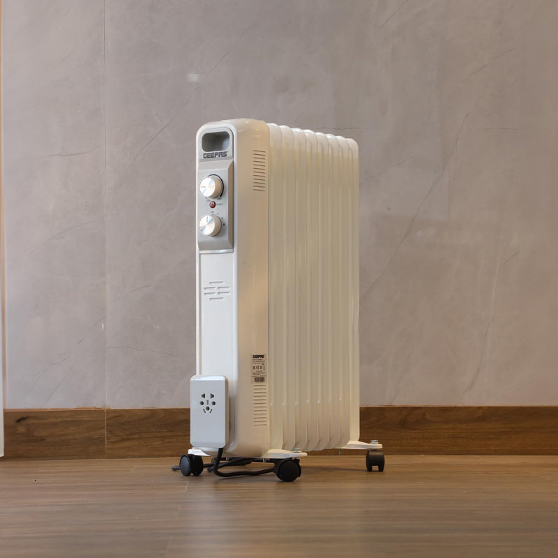 GEEPAS Oil Filled Radiator Heater | Portable Electric Heater 3 Heat Settings | Adjustable Thermostat Safety Cut-off Overheat Protection Energy Efficient Heating | 2 Year Warranty