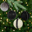 Boules de Noël à paillettes et à paillettes avec ruban - 2,75 po - noir - ensemble de 4