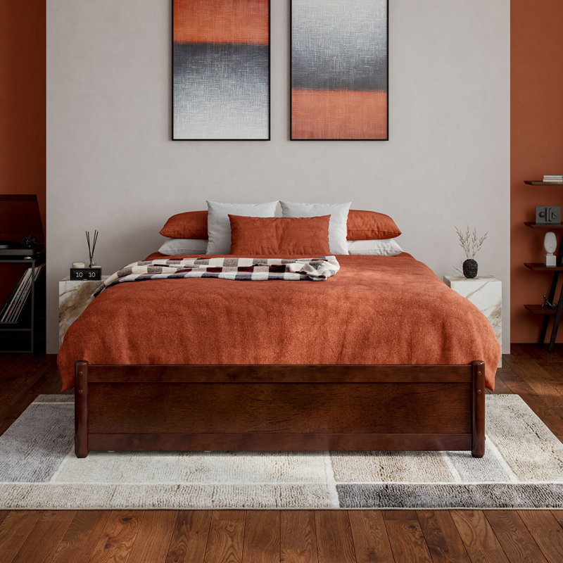 Lamariah Solid Wood Standard Bed with Drawers, Full, Walnut