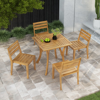 Sapkal Outdoor 5-Piece Acacia Wood Dining Set by Ebern Designs