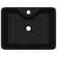 vidaXL Ceramic Bathroom Sink Basin with Faucet Hole Black Square