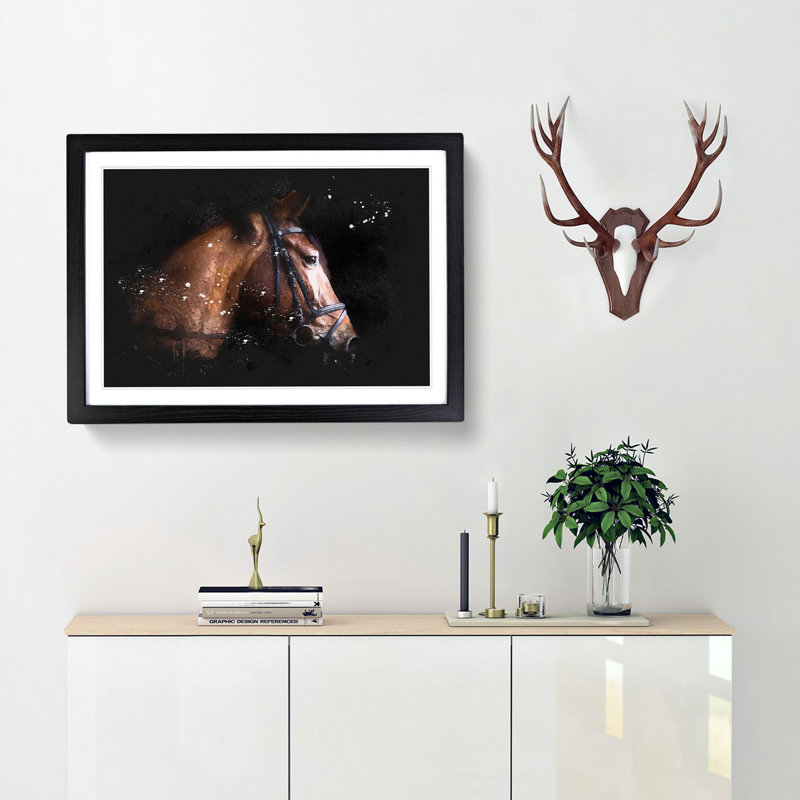 Horse Portrait - Picture Frame Graphic Art Print, 33cm H x 45cm W x 2cm D, Black Framed