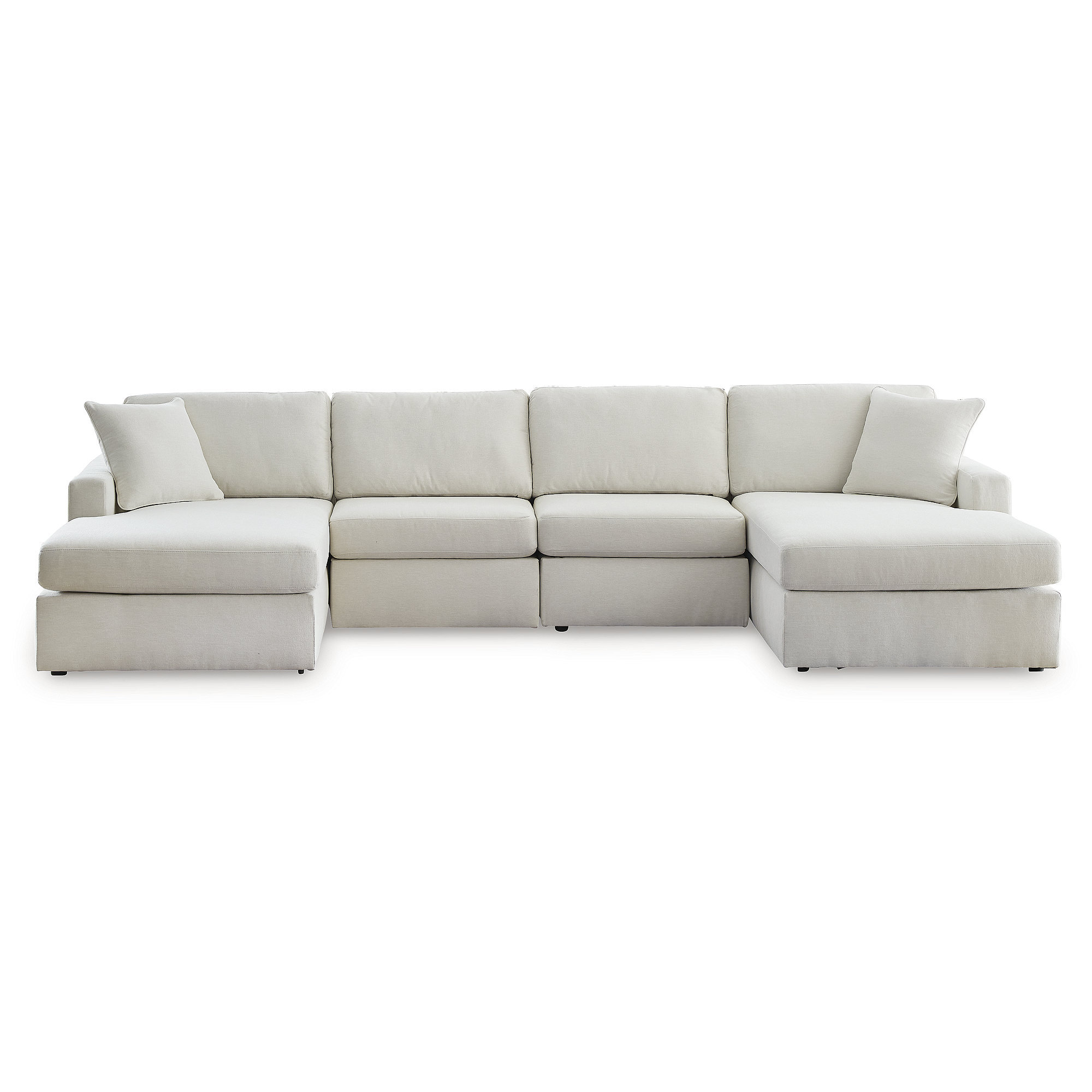 Bulwell 4-Piece Double Chaise Sectional, Beige Polyester