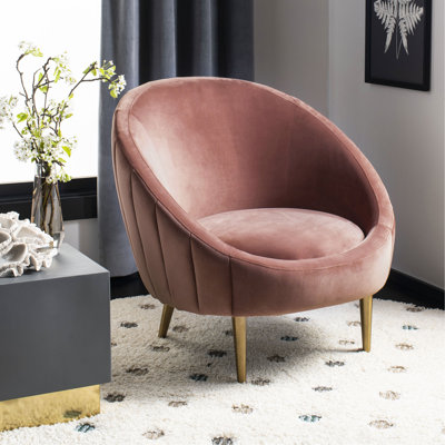 Fauteuil demi-tonneau en velours capitonné l 32 po Razia