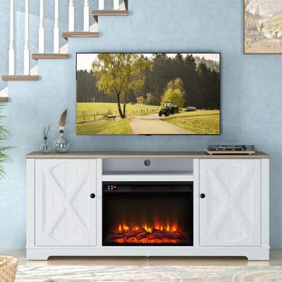 Henrik Farmhouse TV Stand with Electric Fireplace