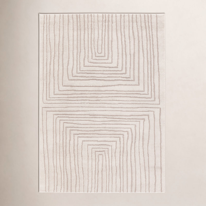 Tapis rayé ivoire / beige Quillan, Rectangle 10 pi x 14 pi