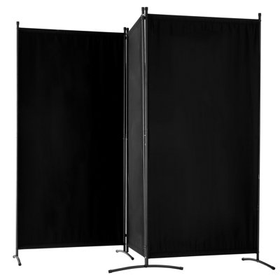 3 Panel Black Room Divider, Freestanding Partition For Various Rooms, Iron And Fabric, Easy To Assemble Store In A Warehouse Divider Black, Portable Privacy Screen Multiple Spaces, High - Quality