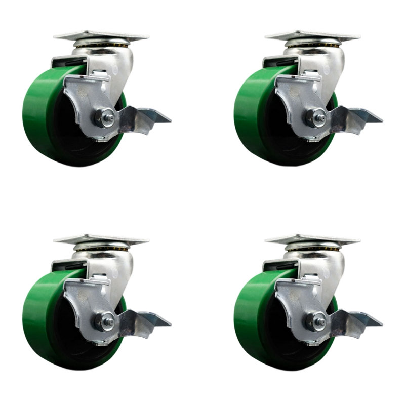 Ensemble de roulettes pour boîte à outils - Roulettes pivotantes en polypropylène vert de 4 pouces - SCC