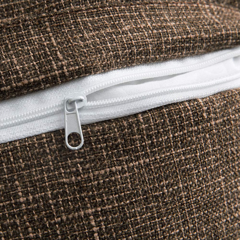 Housse de coussin rectangulaire en lin texturé, Brun