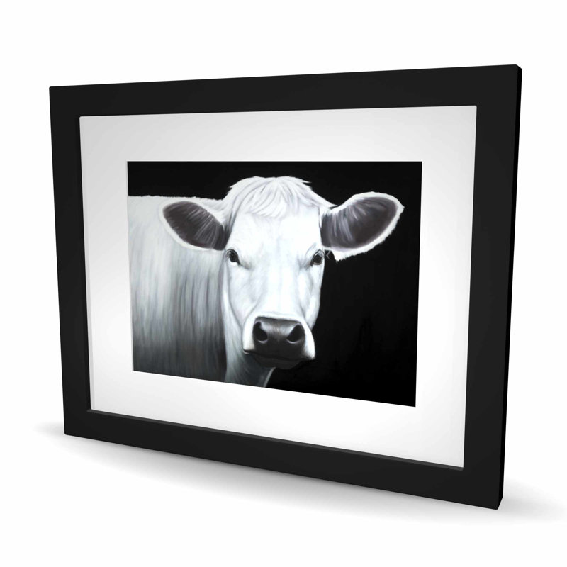 Vache blanche - Imprimé mat pour animaux de ferme, H 20 po x l 16 po, Noir