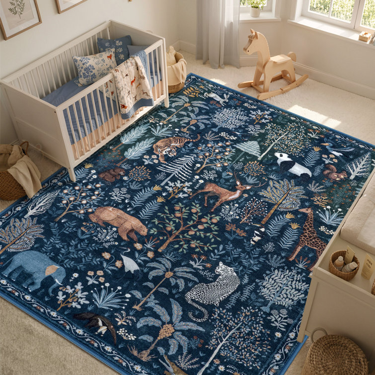 Goldene Jungle Area Rugs for Living Room Bedroom Thin Modern Nursery Rug Non-Shedding Kids Playroom